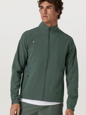 NWOT Vuori Mens Venture Track Jacket in Agate Green Linen Texture (Size Small)